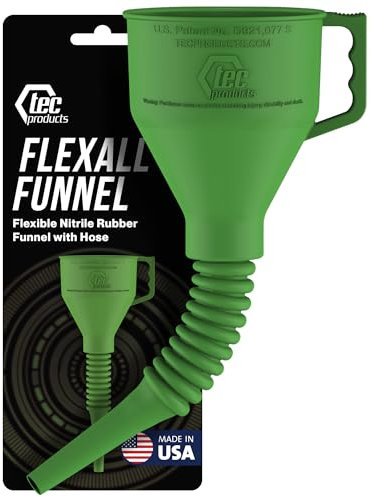 TEC Products FlexAll Entonnoirs longs flexibles – Entonnoir à huile automobile avec tuyau, caoutchouc nitrile durable pour vidange d'huile, entonnoir de transmission, diesel, carburant, gaz – Fabriqué