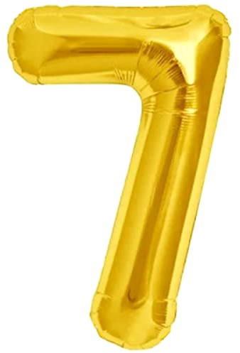 Luftballon 7. Geburtstag Zahl 7 Goldene XXL Riesen Folienballon 100cm Geburtstagsdeko Ballon Zahl Deko zum Geburtstag. Fliegt mit Helium.