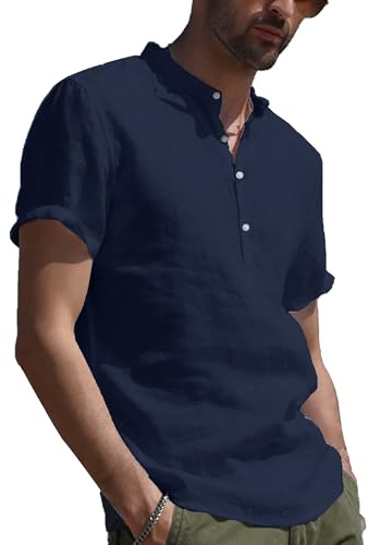 YAOBAOLE Hemd Herren Sommer Kurzarm Hemden Männer Henley Freizeithemd Casual Leicht Shirts