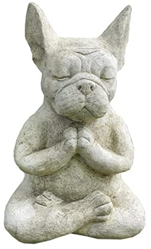 LSLANSOON Bulldogge Buddha-Statue, meditierende Yoga-Hund-Figur, dekoratives Tischplatten-Sammlerstück, für Heimdekoration, Garten, Hof