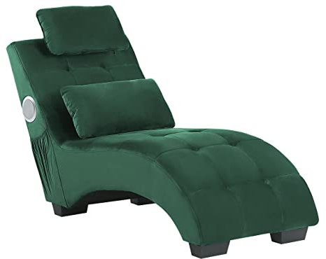 Beliani Moderne Chaiselongue mit Bluetooth Lautsprecher grün Bezug aus Samtstoff Simorre