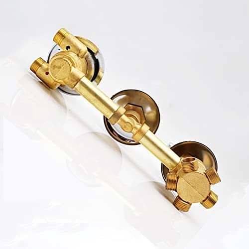 G1/2 Miscelatore Termostatico Rubinetto In Ottone Monopezzo Valvola Deviatrice Colonna Doccia Bagno per Bagno, 2/3/4/5 Vie, Cartuccia Ottone, 3 Maniglie, Antiscottatura (Filettatura Vite 5 Uscita)