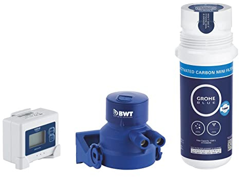 GROHE Blue 41136000 Kit de démarrage filtre à charbon actif (tête de filtre, débitmètre pour mesure de vie, 1500 L)