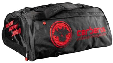 Cerberus Strength Gym Holdall – Vielseitige 55 l Seesack mit Rucksackgurten, Schwarz