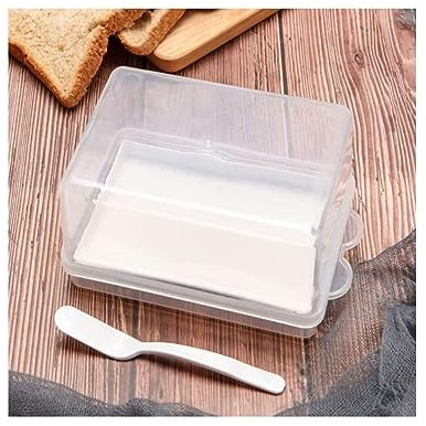 Beurrier Plateau avec couvercle, plat de beurre de vache, plat de beurre en plastique, boîte réfrigérée de fromage au four de style japonais contenant de stockage des aliments Cadeau de cuisine