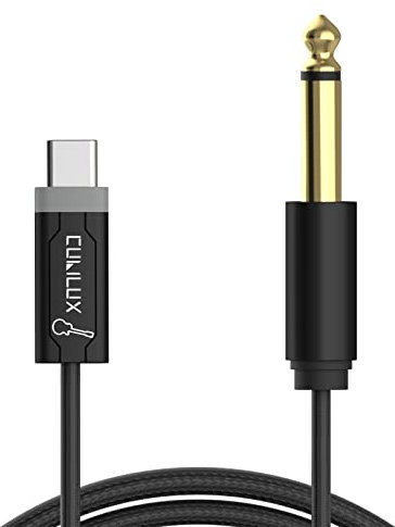 Cubilux Guitar to USB C Cable, Type C to 6.35mm (1/4”) TS Mono Line-in Cord for Bass/Electronic Piano/Drums, Instrument to Thunderbolt 4/3 Cable for iPad MacBook Laptop PC Phone Samsung Pixel, 6 FT