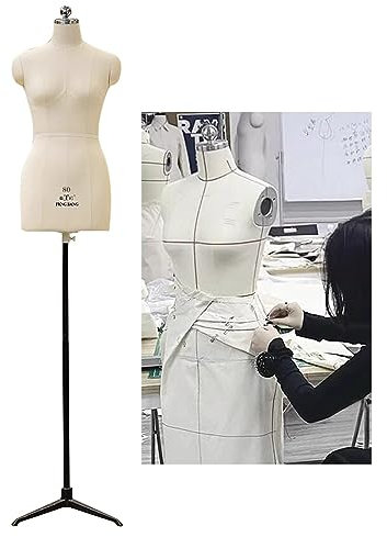 Nähschaufensterpuppe für Damen, verstellbare Größe, Halbkörper-Kleiderform-Torso mit Stativständer, Schneiderpuppe für 360-Grad-Drehanzeige, 59–79 Zoll (Farbe: Größe XS)