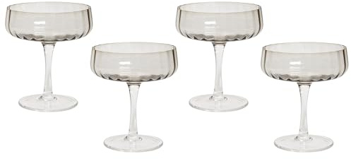 Beliani Champagnerschalen 4er Set transparent/grau 170 ml geriffeltes Design Quartz
