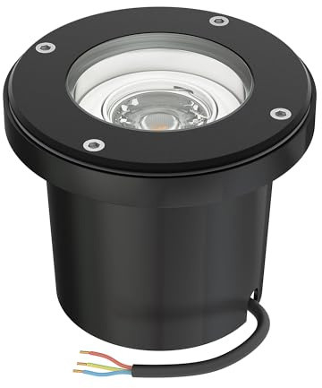 ledscom.de Boden-Einbauleuchte BOFU für außen, IP67, schwenkbar, schwarz, 150mm Ø, inkl. 7,6W LED Lampe 1103lm, 33°, warmweiß