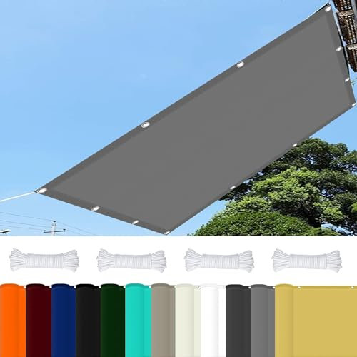 Tenda a Vela Quadrata 2.4 x 5 m 98% Protezione UV Rete Ombreggiante con Fune per Giardino, Balcone, Piscina, Grigio Chiaro