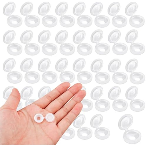 100 Pcs White Screw Cover Caps - 0.34 Inch Plastic Hinged Screw Covers for Furniture, Cabinet, Cupboard, Wardrobe - Durable and Easy to Use Plastic Screw Caps