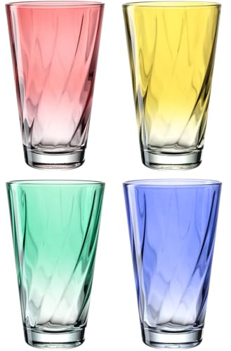 LEONARDO HOME Twist Trinkglas-Set, 4er Set, spülmaschinenfestes Saft-Set, hochwertige & moderne Trink, ergonomische, alltagstaugliche & geschwungene Wasser, 300 ml, 046975