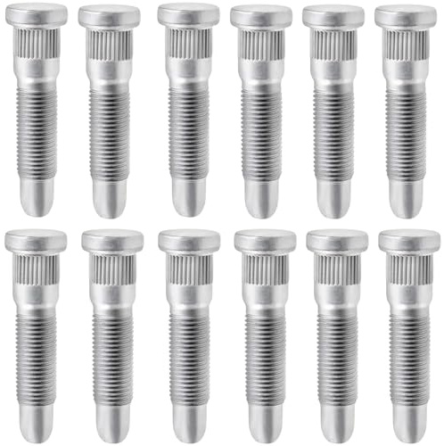 Lot de 12 goujons de roue avant ou arrière M14 x 1,5, goujons de moyeu dentelés étendus compatibles avec Chevrolet Silverado Tahoe Express GMC Sierra Yukon Cadillac Hummer 10-428, 11588810, 15037207