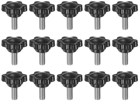 QUARKZMAN 15 Stück Rändelschrauben mit Sterngriff M6 x 14mm x 25mm Sterngriffschraube Kunststoff Knopf Edelstahl 304 Gewindebolzen Klemmschraube Sterngriffmutter Klemmknopf für Maschine