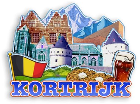 Quwsne Kühlschrankmagnet Kortrijk Belgien Kühlschrankmagnet Stadt Reise Souvenirs Touristengeschenke 3D klassische Sehenswürdigkeiten handgefertigt Handwerk Heimdekoration -2025