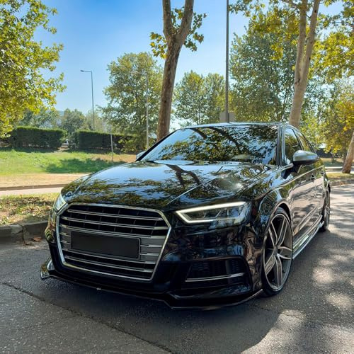Frontlippe Frontspoiler kompatibel mit AUDI S3 Sportback 8V Facelift 2016 bis 2019 mit ABE TÜV Schwarz Glänzend