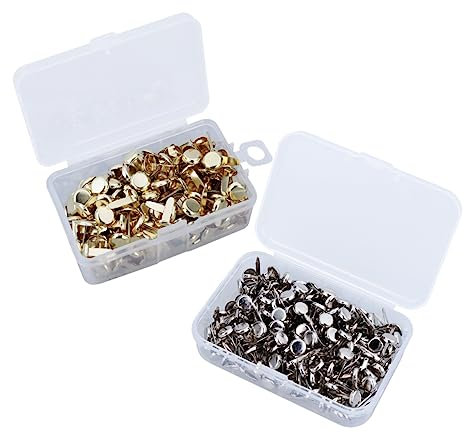 Operitacx 500stücke Metall-papierklammern Brads Mit Aufbewahrungsbox Galvanische -Verschluss Für Bastelarbeiten Scrapbooking Büromaterial Silber Und Gold