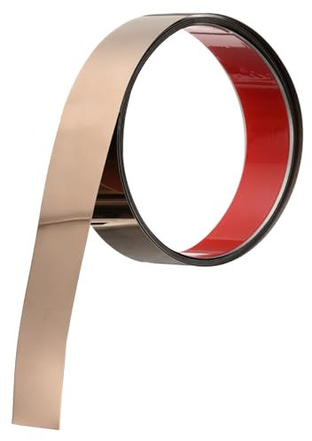 QUARKZMAN Baguette de Finition Murale en Acier Inoxydable, 10 Pieds x 1,6 Pouce, Baguette Métallique à Coller, Baguette de Miroir Auto-Adhésive pour Mur, Plafond, Or Rose Miroitant