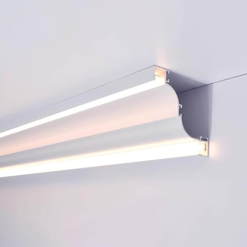 LED-Aluminium-Kanal mit Abdeckung, 1 m, indirekte Beleuchtung, Lichtdiffusor, Schiene für Schrank, Treppenhaus, Schrank, L 36 m