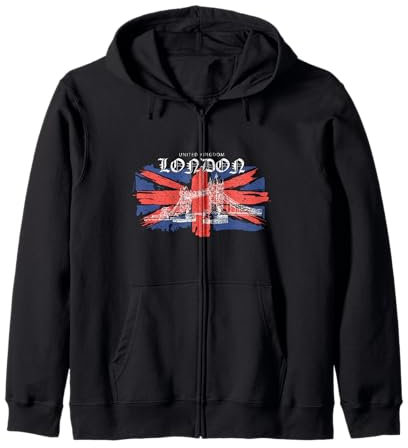 Typographie vintage London Bridge sur drapeau du Royaume-Uni Sweat à Capuche