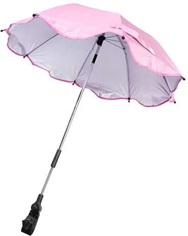 GARVALON Multifunktionaler Kinderwagen Regenschirm UV Schutz Für Babywagen Und Buggy Einsetzbar Pinke Farbe Ideal Für Ausflüge Im Freien