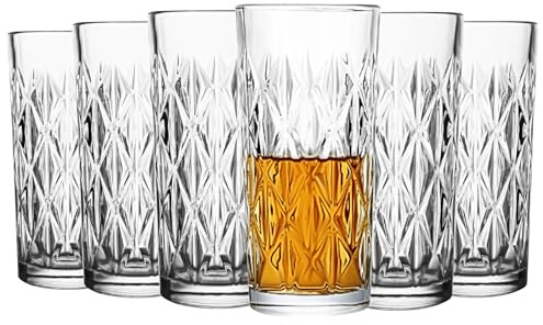 binsakao Highball Glasses Set of 6 - Drinking Glasses 330 ml - Tall Water Glass Sets - Glassware for Bar Mixed Drink Cocktail, Juice, Mojito, Iced Tea