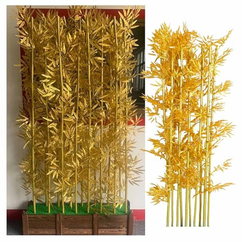 SRDCAIM Große künstliche goldene Bambuspflanze, Sichtschutz für Balkon, gewerbliche Trennwand, Sichtschutzzaun für Terrasse, Garten, Terrasse, Innenhof, Eingang(120cm/3.9ft)