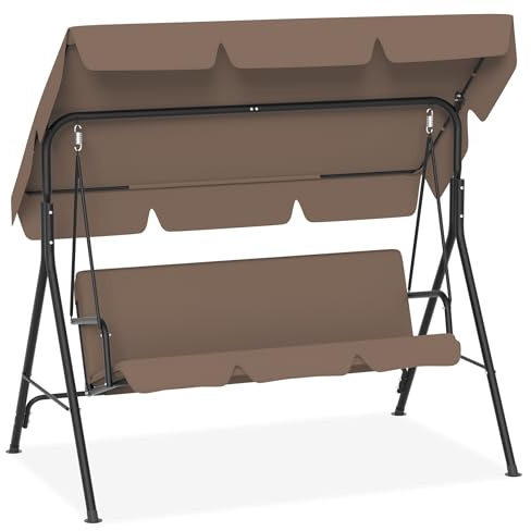 FIVMEN Balancín de Jardín con 3 Plazas y Funda de Techo Ajustable, Columpio Colgante Que Soporta Hasta 200 kg - 175,5 x 110 x 152 cm