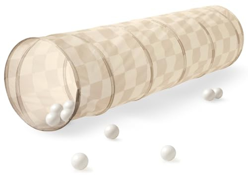 3 groddar – kryptunnel för barn från 1 år – lektunnel inomhus och utomhus – schackbräde beige