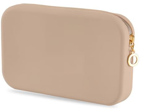 Make up Tasche Silikon,20 * 12 * 3 cm,Makeup Pinsel Halter,Waschbarer Tasche Pinseltasche,Tragbarer Kosmetiktasche,Make-up-Tasche mit Reißverschluss,Für Frauen und Mädchen