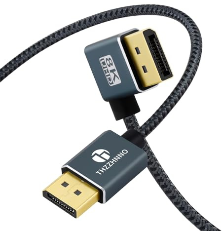 Thzzhnno Câble DisplayPort à 90° de 1M, Angle vers le Droit DisplayPort 1.4 Prend en Charge Jusqu'à 8K, 4K/60Hz pour moniteur de jeu et carte graphique