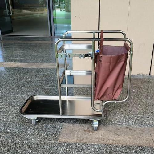 TT-YEC Mobile Reinigungswagen Mit Räder, Edelstahl Tragbarer Reinigungswerkzeug Trolley Mit Aufbewahrungsbeutel, Abnehmbarer Haushaltsreinigungswagen
