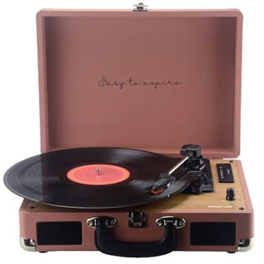 PRIXTON VC400 - Platine Vinyle Vintage - Tourne Disque Vinyle - Lecteur de Musique Via Bluetooth et USB - 2 Haut-parleurs intégrés - Design valisette (Mocha Mousse)