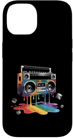 Rainbow Peinture Goutte à Goutte Boombox Old School 80s Musique Hip Hop Coque pour iPhone 14