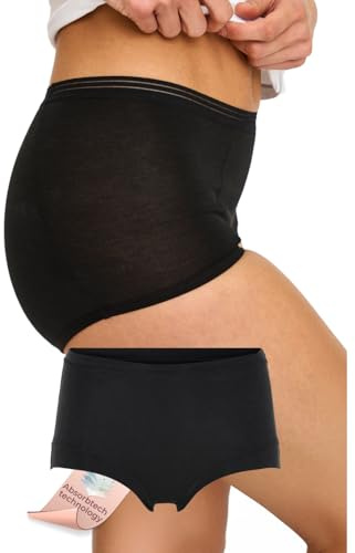 JBS of Denmark Maxi Inkontinenz Slip Damen M – Waschbare Inkontinenz Unterwäsche –50 ml Saugfähigkeit – Antibakterieller, Atmungsaktiver Slip aus Bambus & Bio-Baumwolle – Schwarz