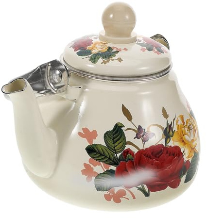 Toyvian Tetera Esmaltada con Infusor Floral Suelto Resistente la Oxidación para Estufa Capacidad Diseño Elegante y Duradero para Servir Bebidas Calientes