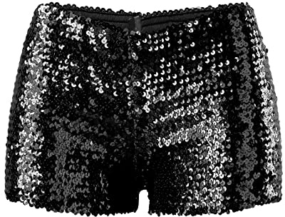 Pantalones Cortos De Lentejuelas para Mujer, Pantalones Cortos Brillantes De Cintura Alta con Pierna Recta Y EláSticos, Sexys con Purpurina Brillante para Fiestas, Conciertos