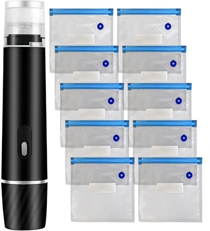 Uozonit Sellador de bolsas, mini máquina de sellado al vacío de alimentos de 800 mAh, resellador portátil de mano para conservación de carne, almacenamiento de alimentos sobrantes en el hogar