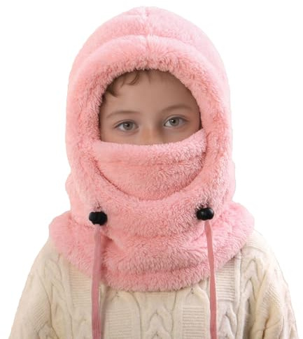 Cagoule de Ski Polaire Coupe-vent pour Enfants Cagoule Hiver Thermique pour Enfants avec Oreilles Mignonnes pour Garçons Filles Cyclisme Patinage Randonnée Activités de Plein Air pour 3-10 Ans