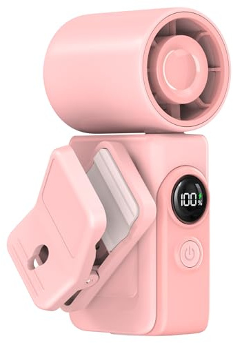 Dnenellr Ventilatore a Mano Con Clip | Portatile, Mini, USB Ricaricabile, 4 Velocità, 13500 Giri/Min, Display LED, Per Interni, Esterni e Viaggio
