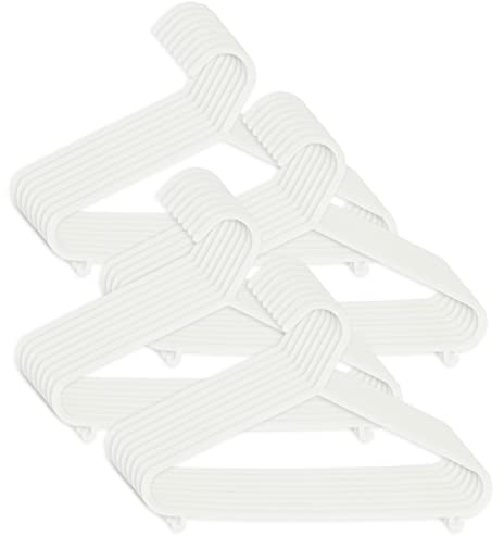 Bieco Perchas Infantiles de plástico, 32 Unidades, Color Blanco, Longitud Aprox. 30 cm, Organizador para Armario