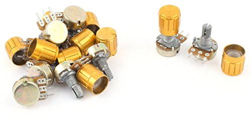 sourcing map 10Stück B10K lineares 10kOhm Rotary Potentiometer 10KB Pot + Knöpfe DE de