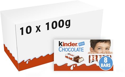 Ferrero kinder barrette di cioccolato al latte 10 confezioni 1kg da 8 barrette ciascuna 100 grammi (1000042179)
