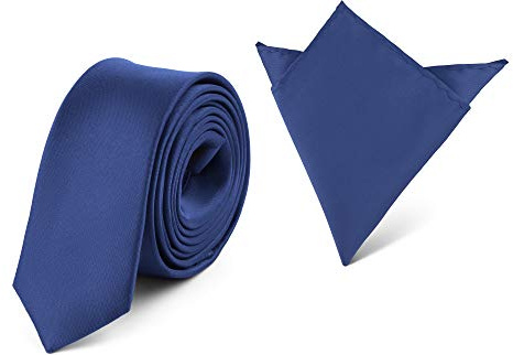 Ladeheid Set de Corbata Estrecha y Pañuelo Hombre SP/P (150cm x 5cm, 22cm x 22cm, Azul2)