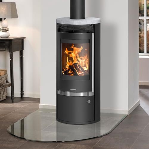 Oranier 5793 52 Rota Top 2.0 Kaminofen Stahl Schwarz mit Speckstein-Abdeckplatte / A+