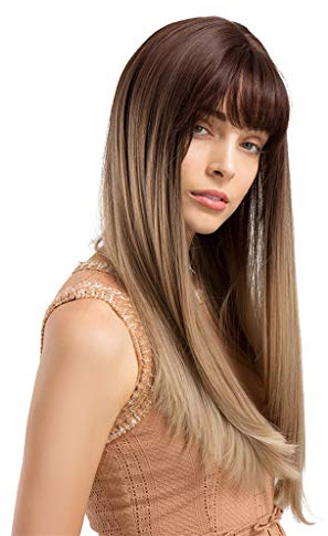 Perruques Bresiliennes Cheveux Humains Long Et Lisses Cheveux Raides Sexy Mode Pas Cher Postiches Wig Hair (Marron)