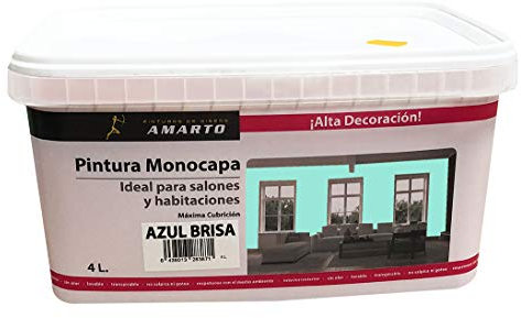 Amarto Pintura Monocapa en cubetas, para decoracion de interiores y exteriores de yeso, cemento, escayola, etc. … (4L, VERDE PISTACHO)