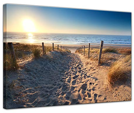 Bilderdepot24 Keilrahmenbild - Weg zum Strand 120x90 cm einteilig Großformat - aufgespannt auf einen Galerie Keilrahmen - Echtholz