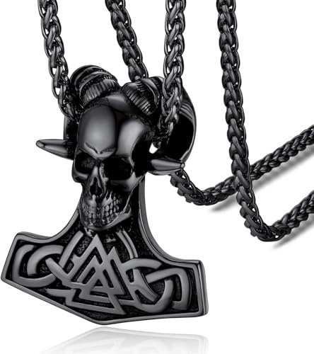 FaithHeart Halskette Herren Edelstahl Wikinger Mjölnir Kette für Jungen Schmuck für Weihnachten Geburtstag