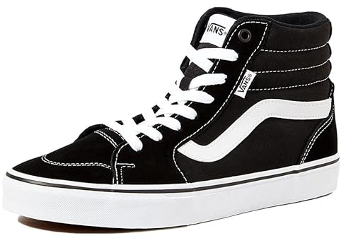 Vans Women's Sneaker, Hi-Top Trainers, Suede Canvas Black White, 6 UK
